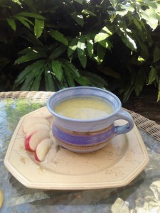 Vegan curried potato zucchini soup